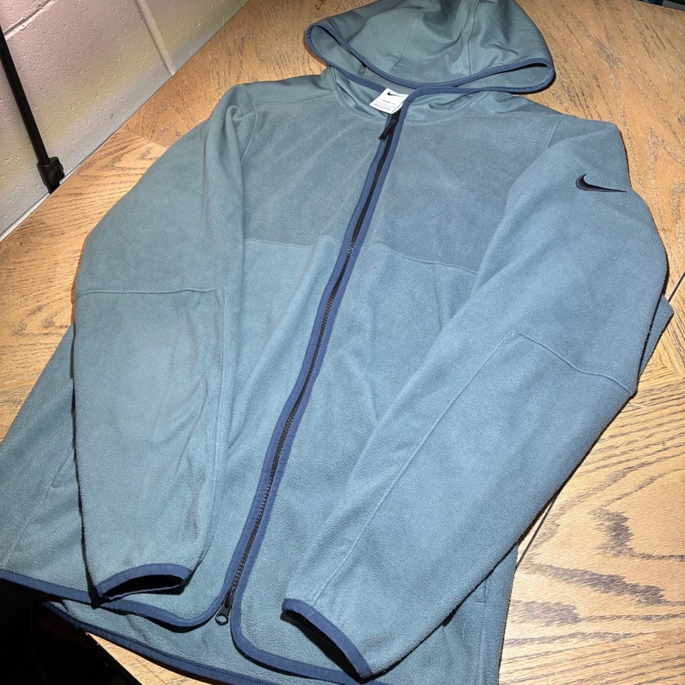 Nike Mens Therma-FIT Full Zip Fleece Hoodie Blue Grey DC6475-387 Large
